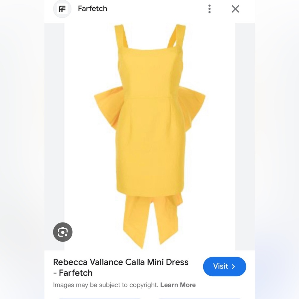 Rebecca Vallance Yellow Mini Dress